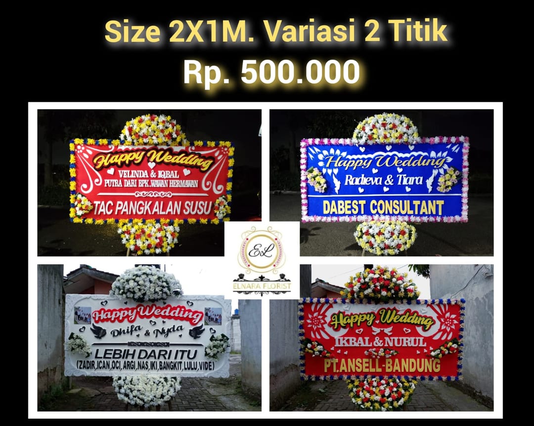 Bunga Papan Happy Wedding (Size 2X1M)